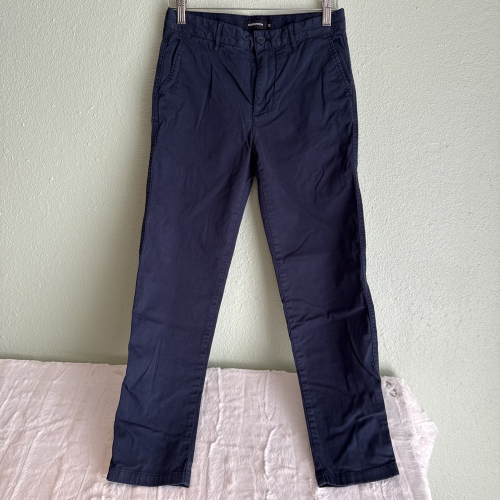 Nordstrom Boys Adjustable Waist Navy Chino Pants Size 12 School Uniform Classic